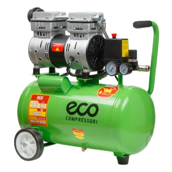 Поршневой компрессор ECO AE-25-OF1 (140 л/мин, 8 атм, коаксиальный, безмасляный, ресив. 24 л, 220 В, 0,8 кВт)